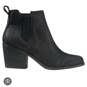 Toms Black Chelsea Ankle Bootie with Block Heel